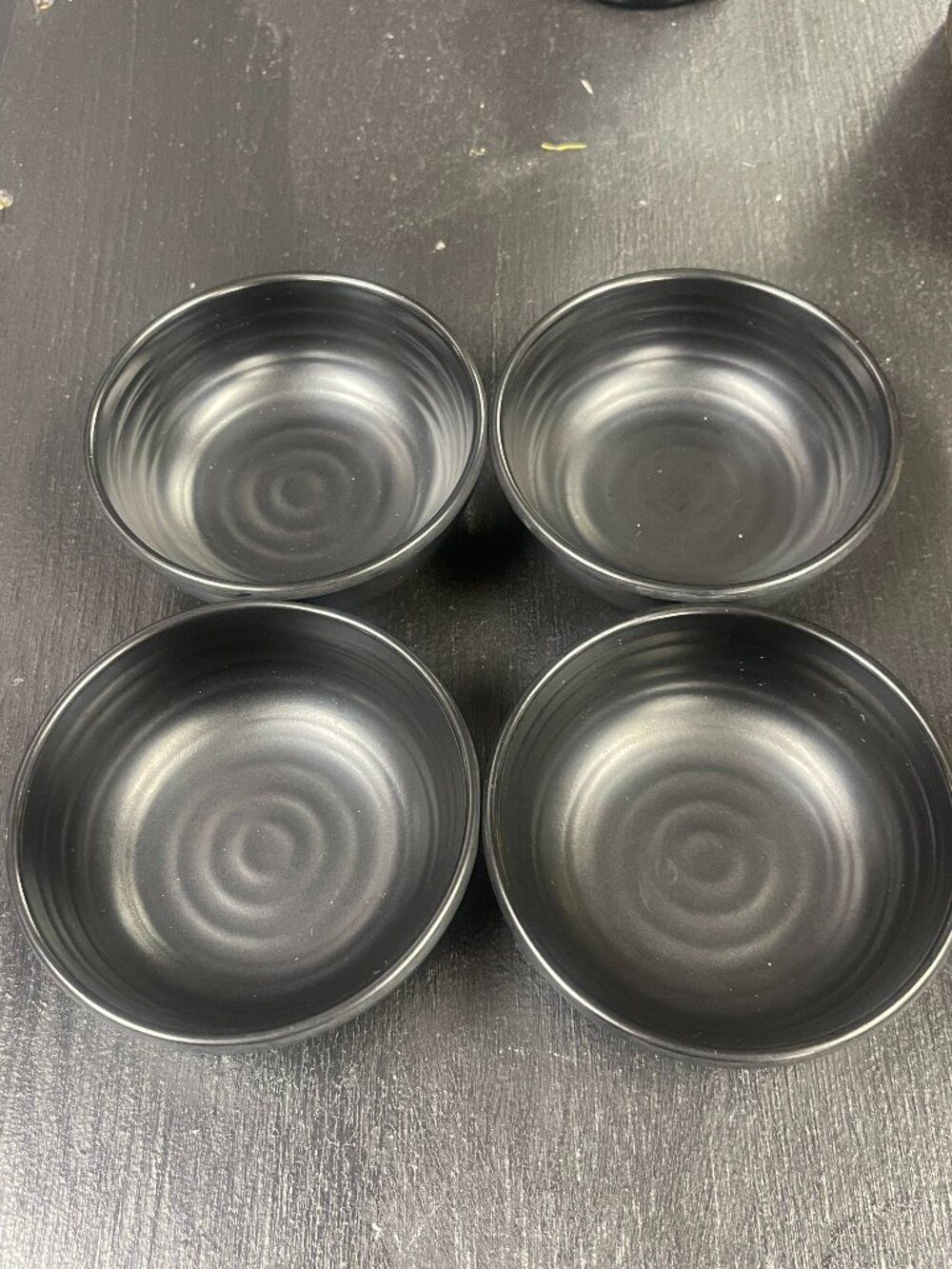 Set of 4 Black Melamine Condiment & Dipping Bowls